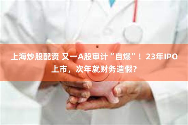 上海炒股配资 又一A股审计“自爆”！23年IPO上市，次年就财务造假？